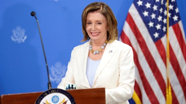 美国国会众议院议长南希·佩洛西2019年8月9日在萨尔瓦多举行的一个新闻发布会上。