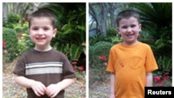 Hai bé trai Chase Hakken (trái) và Cole Hakkencon đã được đưa về lại Tampa, bang Florida.