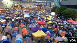 香港“占中”满月，各界集会纪念（美国之音海彦拍摄）