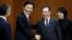 2016年2月29日中国朝鲜核问题特使武大伟(右二)在韩国首尔与韩国外长尹炳世举行会谈