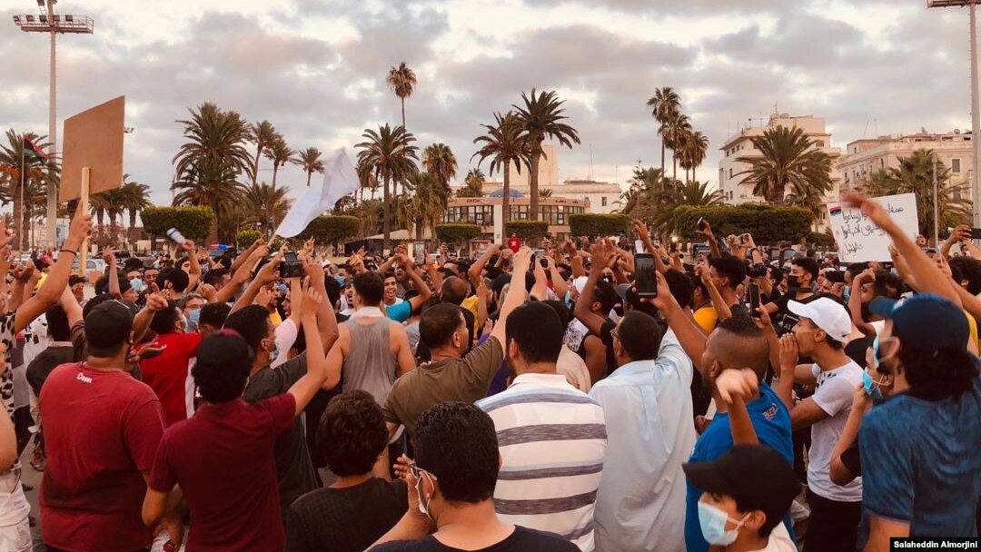 Aksi demo di Tripoli, Libya, 23 Agustus 2020. (VOA/Salaheddin Almorjini) 