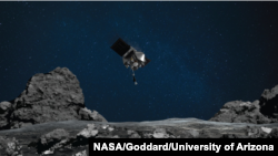 NASA’s OSIRIS-REx mission readies itself to touch the surface of asteroid Bennu. (Credits: NASA/Goddard/University of Arizona)