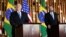U.S. Secretary of State Mike Pompeo, left, attends a meeting with Brazil's Foreign Minister Ernesto Araujo at Itamaraty Palace in Brasilia, Brazil, Jan. 2, 2019.