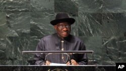 Shugaban Najeriya Goodluck Jonathan. An dauki hoton ne ranar 8 ga watan jiya, a Majalisar dinkin Duniya.