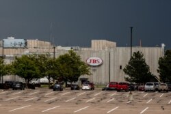 FILE - A JBS processing plant stands dormant, June 1, 2021, in Greeley, Colo. JBS facilities around the globe were affected by a ransomware attack, forcing many of them to shut down.