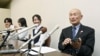 Nihon Hidankyo co-chair Toshiyuki Mimaki, who survived the 1945 atomic bombing of Hiroshima, attends a news conference after the 2024 Nobel Peace Prize winner was announced in Hiroshima, Japan Oct. 11, 2024, in this photo taken by Kyodo.