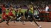 5일 런던 올림픽 남자 100m 결승에서 9.63의 올림픽 신기록으로 우승한 우사인 볼트 선수(오른쪽). 