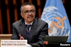 El director general de la OMS, Tedros Adhanom Ghebreyesus, en una conferencia de prensa en Ginebra, Suiza, en julio de 2021