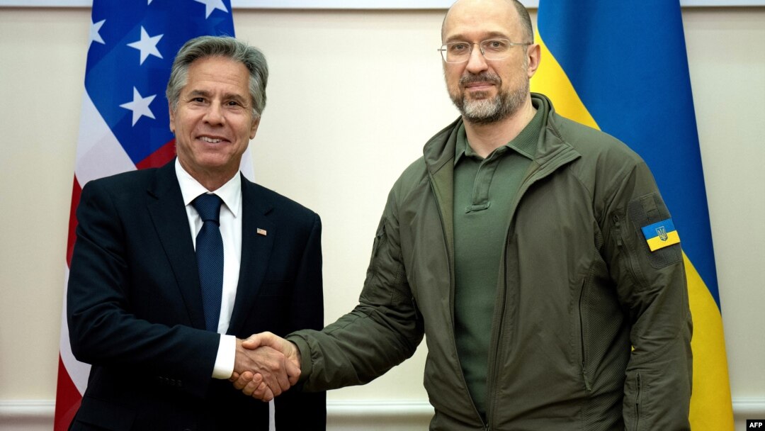 Ngoại trưởng Mỹ Antony Blinken hội kiến Thủ tướng Ukraine Denys Shmyhal ở Kyiv hôm 6/9