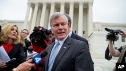 FILE - Former Virginia Gov. Bob McDonnell speaks outside the Supreme Court in Washington, April 27, 2016.