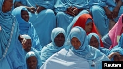 Women attend a ceremony marking Somalia's independence day in Mogadishu, July 1, 2012. 