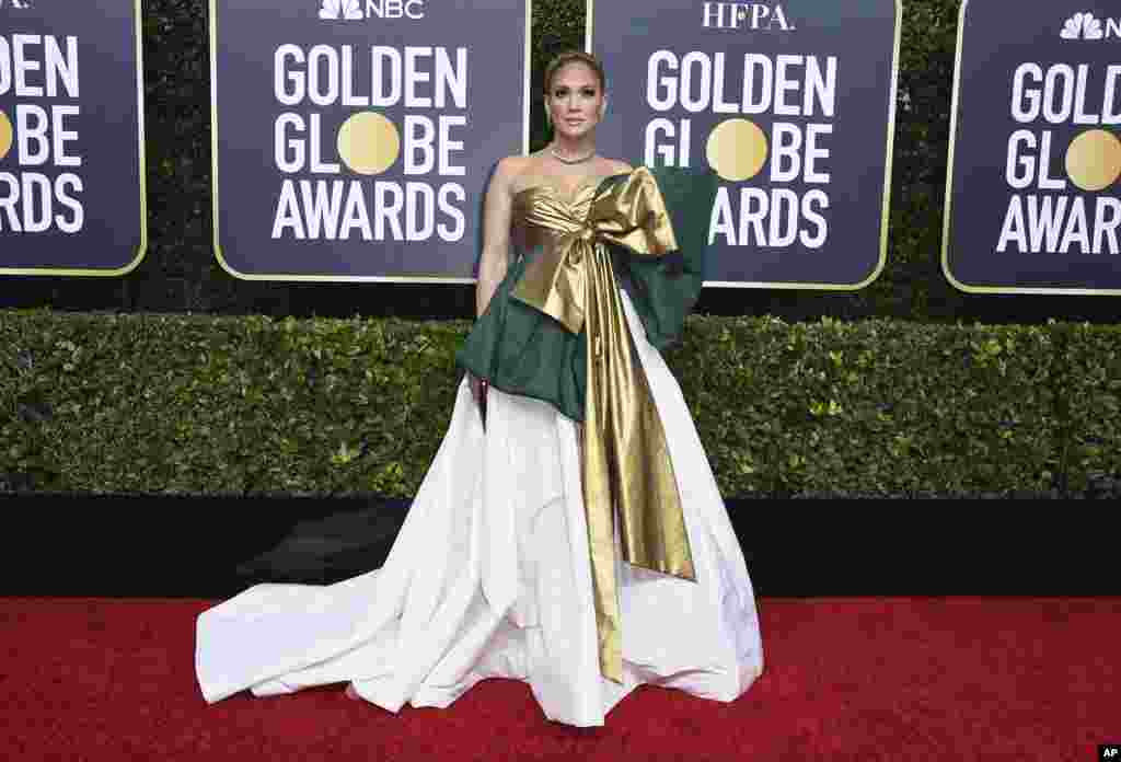 Jennifer Lopez arrives at the 77th annual Golden Globe Awards at the Beverly Hilton Hotel, January 5, 2020, in Beverly Hills, California.