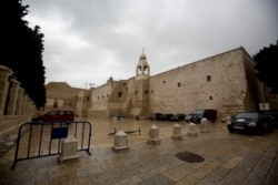 The Church of the Nativity that is closed as a preventive measure against the coronavirus in Bethlehem, West Bank, March 6, 2020.