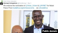 Victor Ochen, annonçant sa nomination pour le prix Nobel de la paix