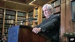 Republican presidential candidate and former House Speaker Newt Gingrich speaks at a news conference in New York, December 5, 2011.