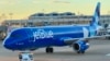 A Jet Blue Airbus A321 is seen at the Ronald Reagan Washington National Airport in Arlington, Virginia, on January 1, 2025.