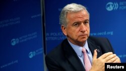 FILE - Chile's Finance Minister Felipe Larrain attends an interview with Reuters at the OECD headquarters in Paris, France, May 31, 2018. 