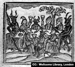 Woodcut from "History of Witches," Collected by W.P. from Bishops Hall, Morton, Sir Matthew Hale, etc., 1720. For Puritans, the Devil was a real presence.