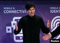 Pendiri dan CEO Telegram Pavel Durov menyampaikan pidato utama selama Mobile World Congress di Barcelona, Spanyol, 23 Februari 2016. (Foto: Reuters)