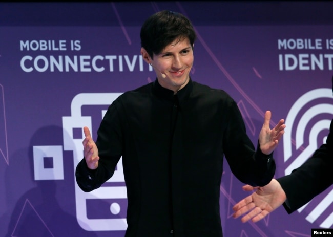 Pendiri dan CEO Telegram Pavel Durov menyampaikan pidato utama selama Mobile World Congress di Barcelona, Spanyol, 23 Februari 2016. (Foto: Reuters)