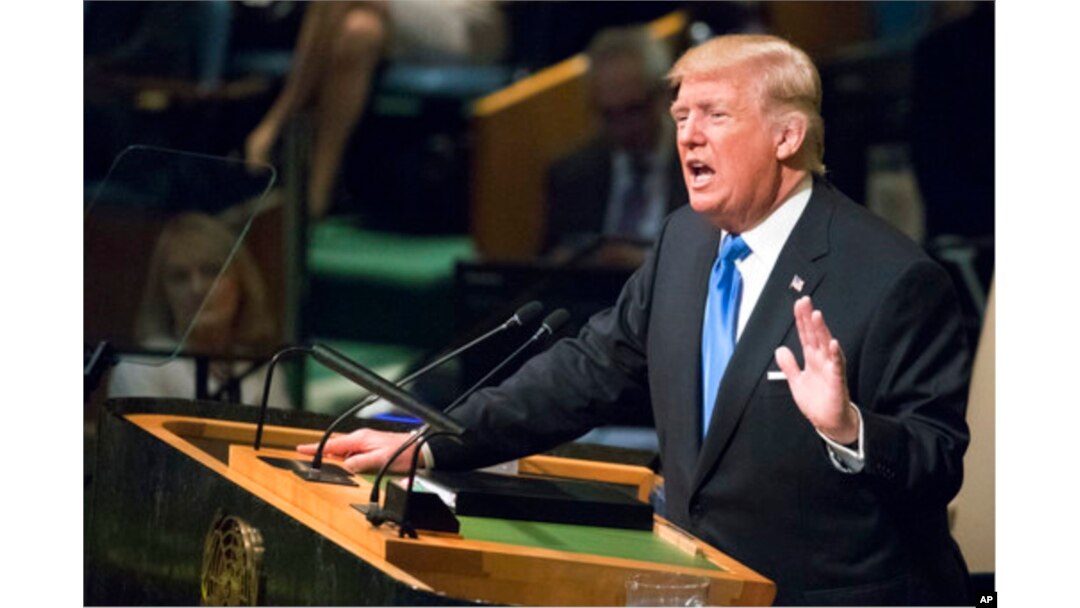 FILE - U.S. President Donald Trump speaks during the 72nd session of the United Nations General Assembly at U.N. headquarters, Sept. 19, 2017.