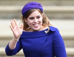 Britain's Princess Beatrice is pictured at the wedding of Princess Eugenie and Jack Brooksbank at St. George's Chapel in Windsor Castle, Oct. 12, 2018.