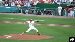 Stephen Strasburg pitches in debut game