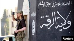 Seorang militan anggota ISIS di Raqqa.