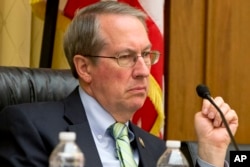 FILE - House Judiciary Committee Chairman Rep. Bob Goodlatte, R-Va., listens to testimony on Capitol Hill in Washington.