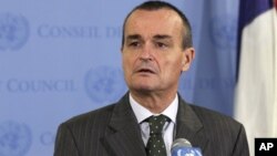 L'ambassadeur Gérard Araud lors d'un point de presse à l'ONU