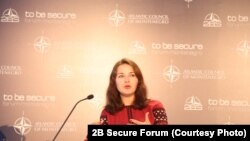 Montenegro -- Kateryna Kruk, a communications specialist and political scientist, attending the session "The war on fake news" at the 2B Secure Forum in Budva, May 23, 2018.