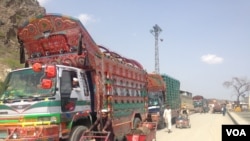 trucks on the Torkham border