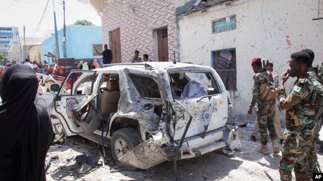 Somalia's government spokesperson Mohamed Ibrahim Moalimuu was wounded in a suicide bombing in Mogadishu, Somalia, Jan. 16, 2022.