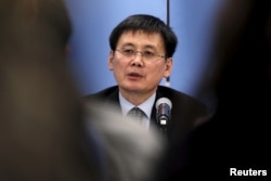 탈북민 정광일 전 '노체인' 대표가 지난 2015년 12월 뉴욕 유엔본부에서 열린 '북한 인권' 주제 안보리 회의에서 증언했다.