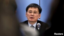 탈북민 정광일 전 '노체인' 대표가 지난 2015년 12월 뉴욕 유엔본부에서 열린 '북한 인권' 주제 안보리 회의에서 증언했다.