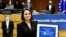 FILE - Belarus opposition leader Sviatlana Tsikhanouskaya poses with the Sakharov Prize, the European Union's annual human rights award, during a ceremony at the EU Parliament in Brussels, Dec. 16, 2020.