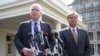 Senators John McCain (l) and Lindsey Graham, following a closed-door meeting with President Barack Obama to discuss the situation with Syria, Sept. 2, 2013. 
