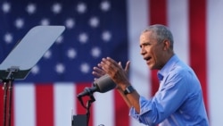 Former U.S. President Barack Obama campaigns on behalf of Joe Biden