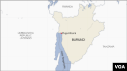 Map of Burundi showing Bujumbura, the nation's economic capital, where journalist Sandra Muhoza was arrested. 