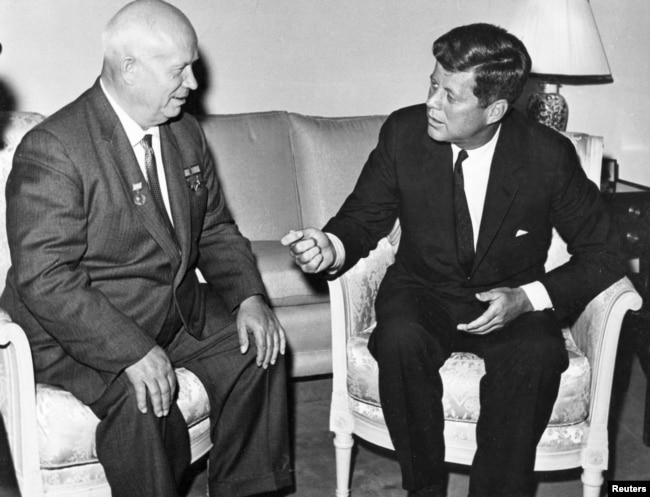 Kennedy and Soviet Premier Nikita Khrushchev in 1961. (REUTERS/Evelyn Lincoln/The White House/John F. Kennedy Presidential Library)