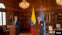 Carlos Holmes Trujillo, Canciller de Colombia y Eduardo Stein, Representante Especial Conjunto del Alto Comisionado de ACNUR y de la OIM, reiteraron petición de ayuda financiera para enfrentar crisis migratoria venezolana.