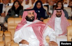 Saudi Crown Prince Mohammed bin Salman attends the Future Investment Initiative conference in Riyadh, Saudi Arabia, Oct. 24, 2017.