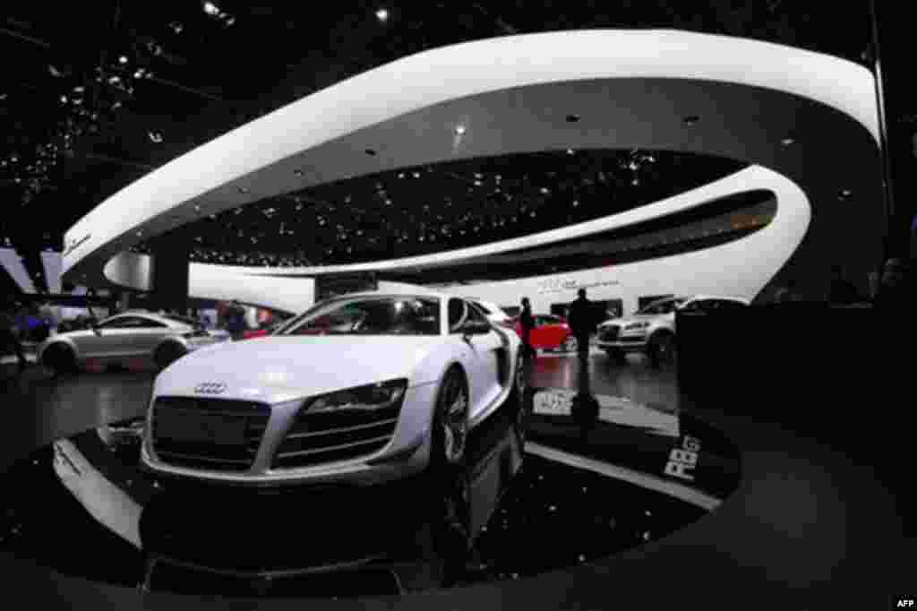 The Audi R8 GT is shown at the North American International Auto Show in Detroit, Tuesday, Jan. 11, 2011. (AP Photo/Paul Sancya)