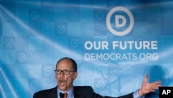 FILE - Democratic National Committee Chairman Tom Perez speaks during the general session of the DNC winter meeting in Atlanta, Feb. 25, 2017.