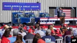 President Donald Trump speaks during a campaign rally at Mariotti Building Products, Thursday, Aug. 20, 2020, in Old Forge, Pa. (AP Photo/John Minchillo)