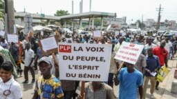 Les marches de protestation contre les nouvelles taxes à Cotonou, au Bénin, le 25 janvier 2022. 