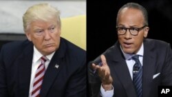 From left, President Donald Trump and NBC anchor Lester Holt.