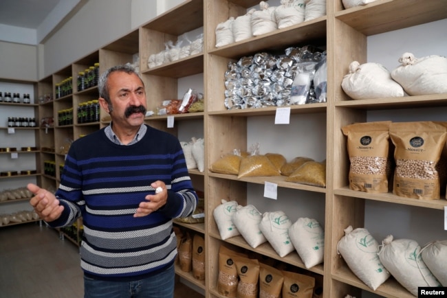 Tunceli Mayor Mehmet Macoglu from the Communist Party of Turkey (TKP) is seen at the Ovacik cooperative store in Tunceli, Turkey, April 15, 2019.