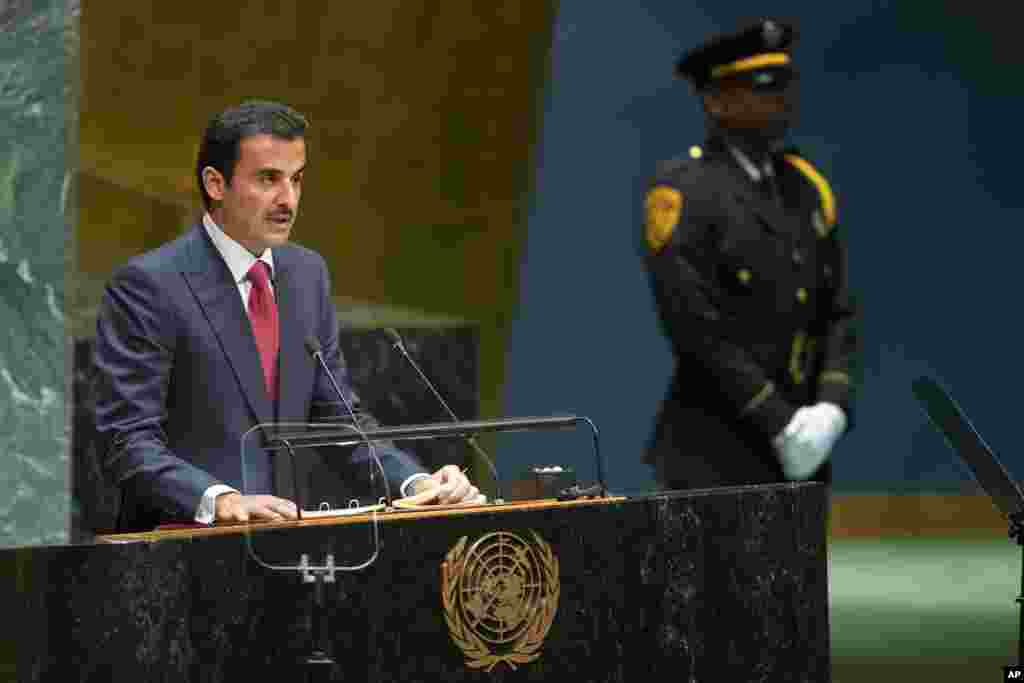 شیخ تمیم بن حمد آل ثانی امیر قطر از جمله دیگر سخنرانان روز سه شنبه در سازمان ملل بود. 