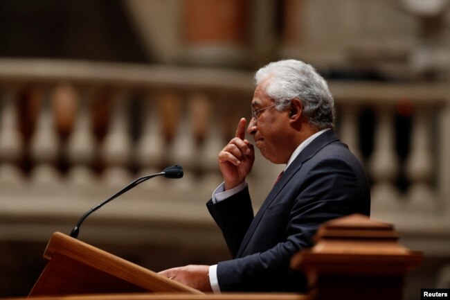 FILE - Portugal's Prime Minister Antonio Costa speaks during a debate on 2019 state budget at the parliament in Lisbon.